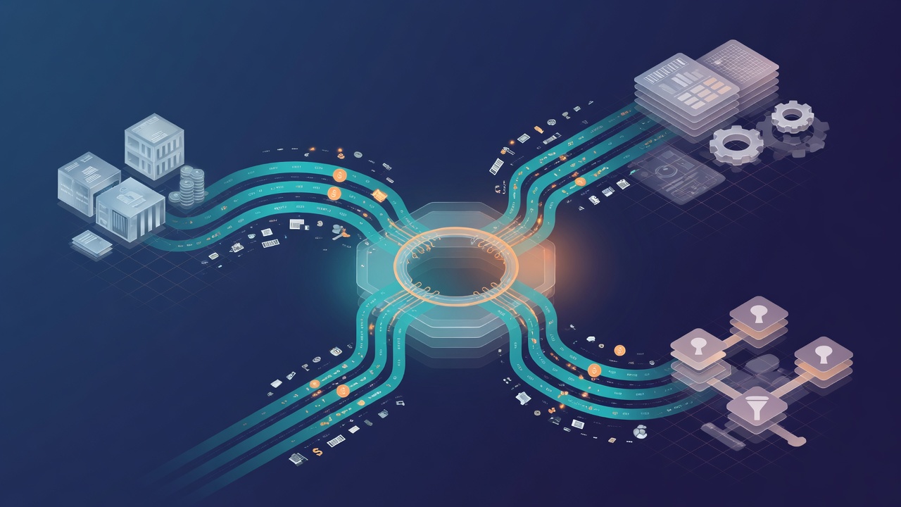 BridgePay Hub financial data flow across banks, ERP, and CRM