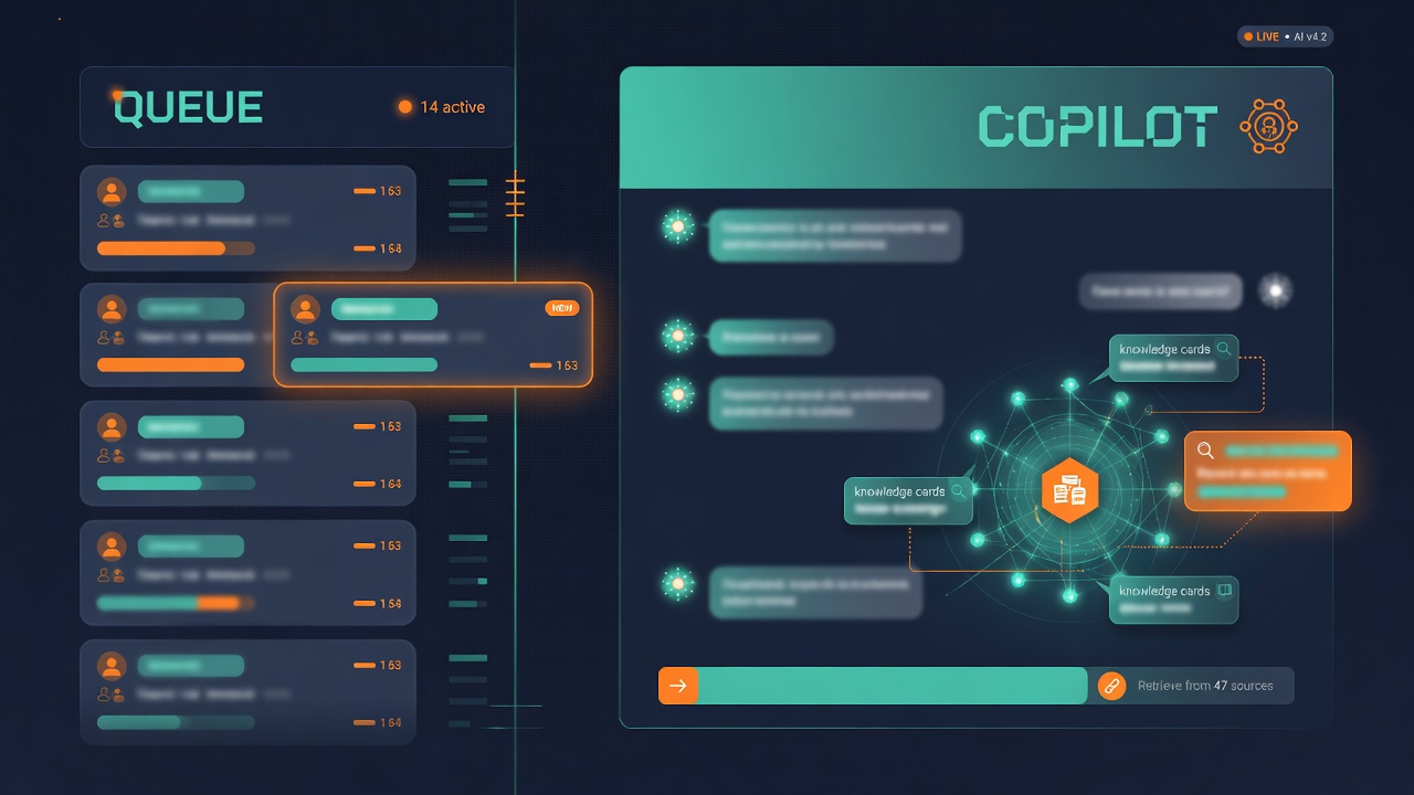 LensAI support copilot with ticket queue and knowledge retrieval